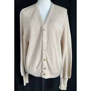 Vintage The JC Penny Sweater Mens Cardigan Cream Color Grandpa Wool Blend Size M